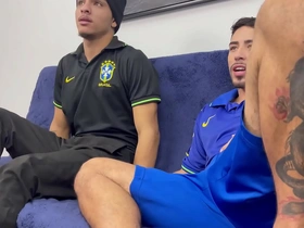 We both enjoyed a steamy gay blowjob session before playing soccer